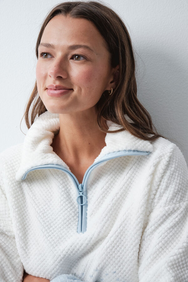 Women'secret Blue fleece long pyjamas print blue