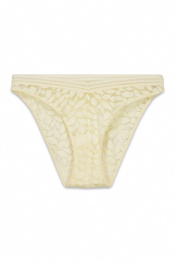 Women'secret Beige lace classic V-waist panty nude