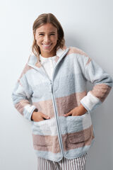 Women'secret Plaid fleece midi robe blue