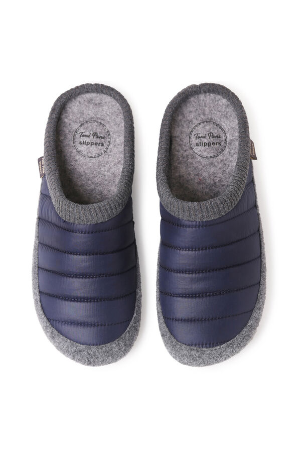Toni Pons for men Clog-Style Slipper Made of Felt and Puffer Fabric blue