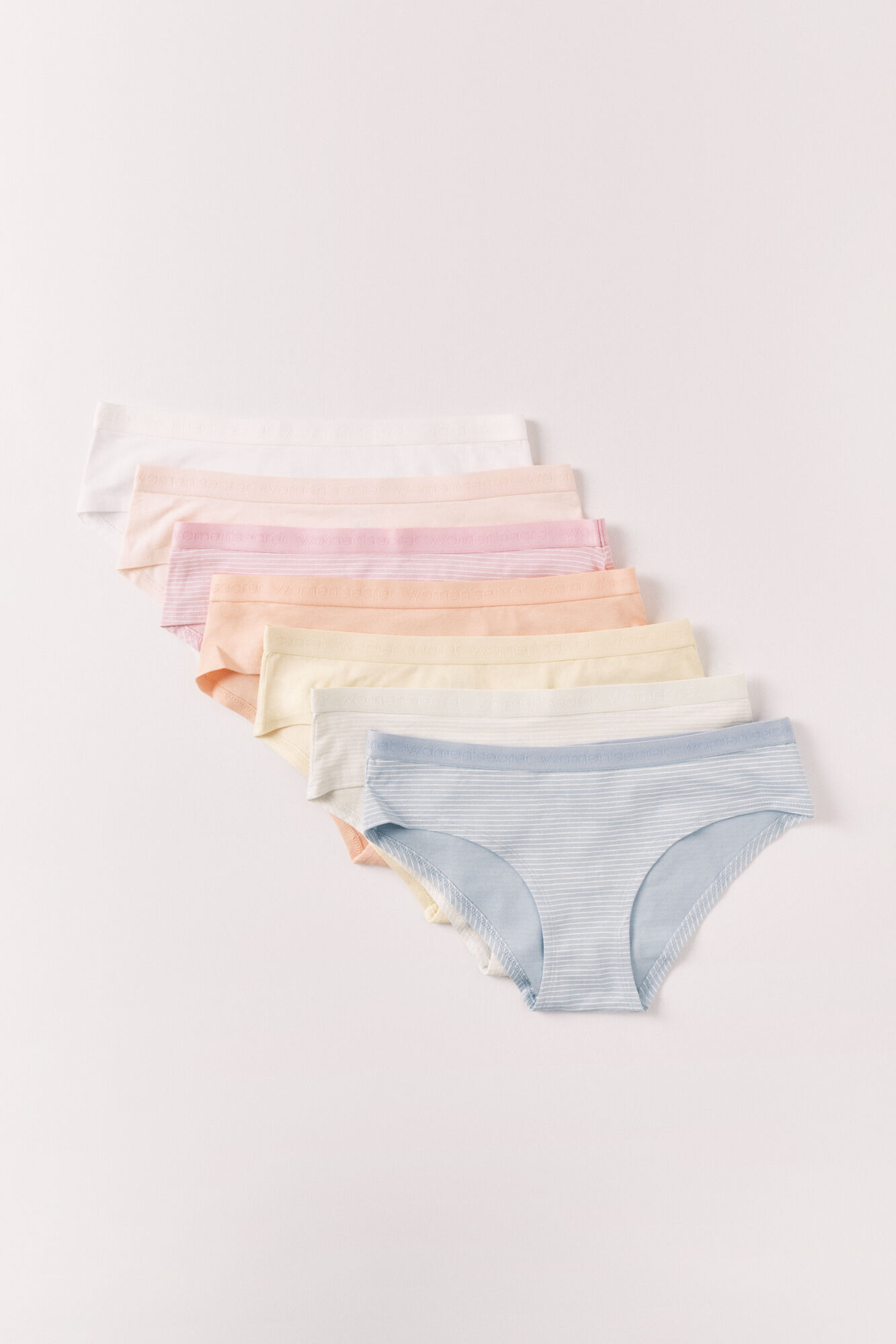Women'secret 7-pack soft cotton Brazilian logo panties