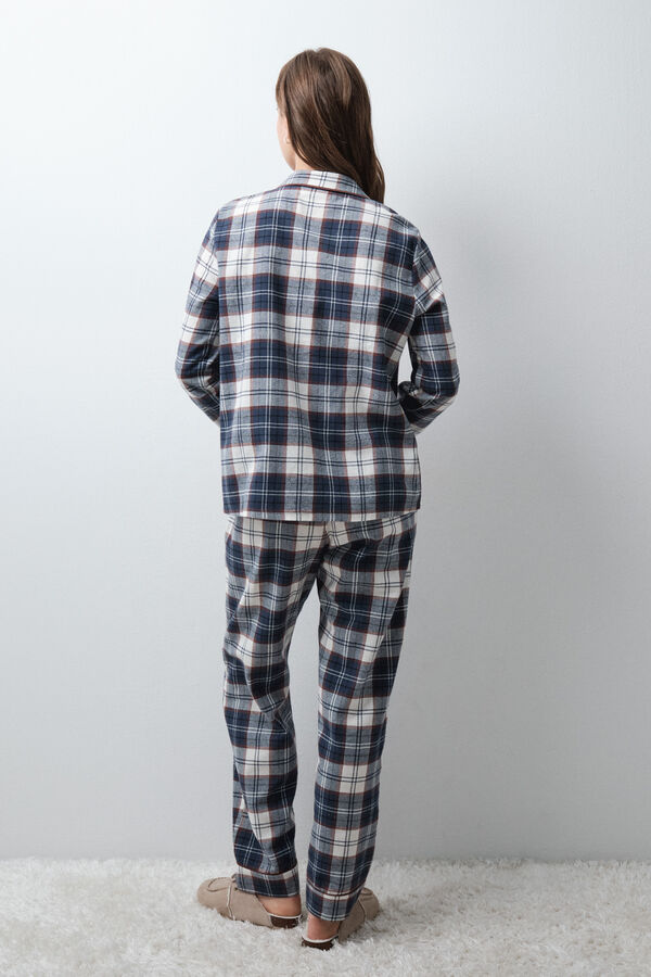 Women'secret Pyjama long chemise &agrave; carreaux bleu bleu