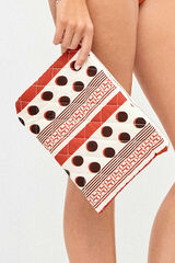 Gisela Bolso neceser mano estampado lunares blanco