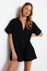 Trendyol Relaxed cut muslin mini overalls black