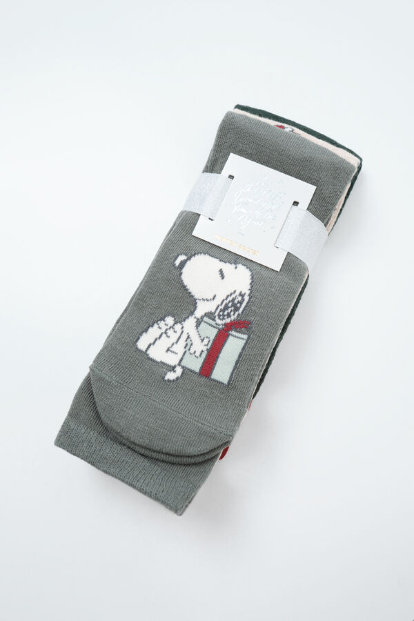 Women'secret Snoopy print 3-pack long socks green