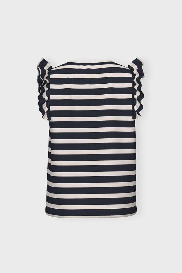 Womensecret Girl's striped sleeveless T-shirt bleu