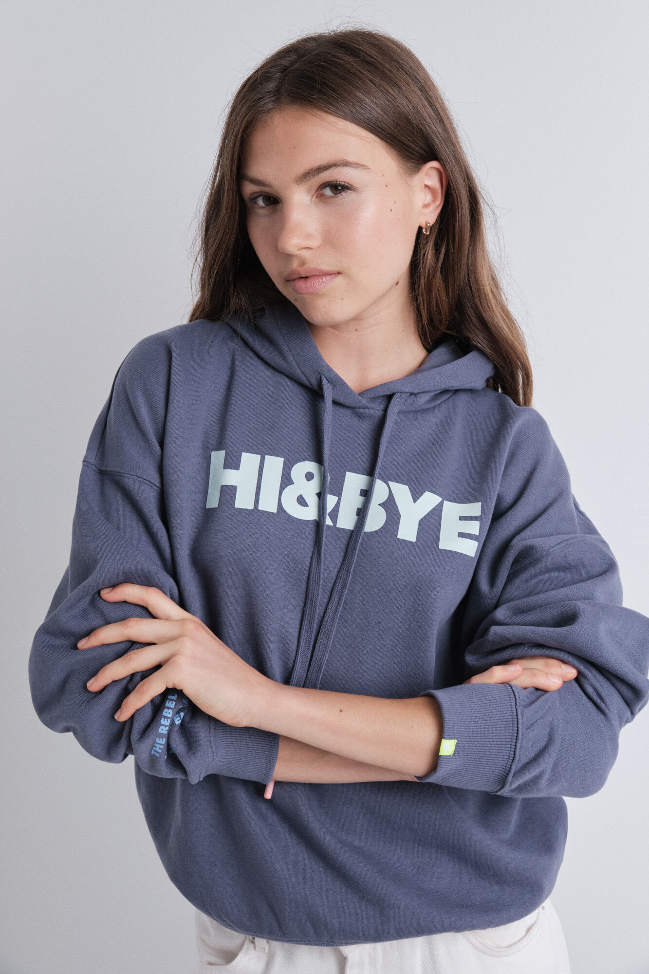 HI&BYE Blue plush hood sweatshirt 