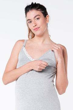 Womensecret Camisa de dormir maternity amamentação estampada renda cinzento