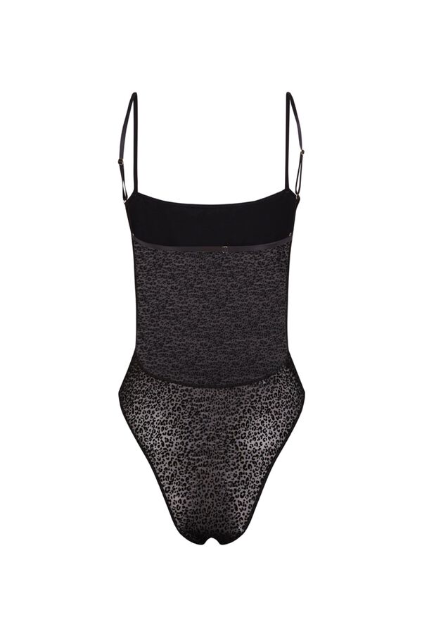Women'secret Black animal print tulle body black