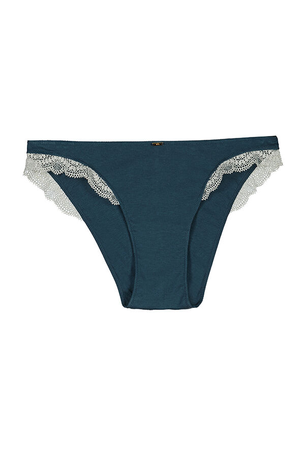 Womensecret Classic green cotton and lace panty green