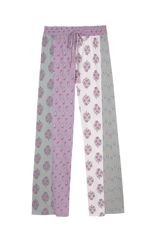 Womensecret Dugi donji dio pidžame od 100 % pamuka s patchwork uzorkom S uzorkom