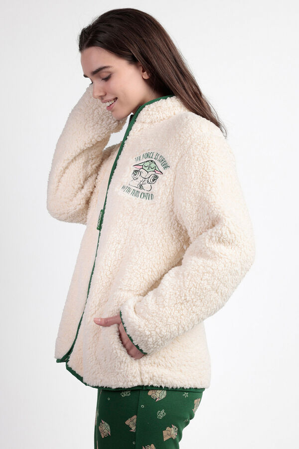 Admas Women's baby Yoda Mandalorian short shearling robe barna