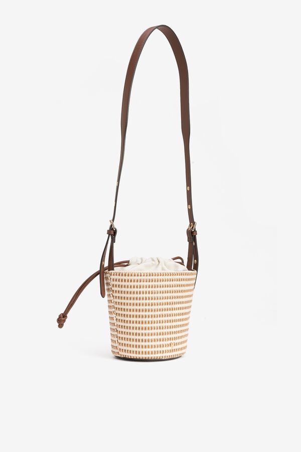Vilanova Bolso bucket efecto paja bicolor nude