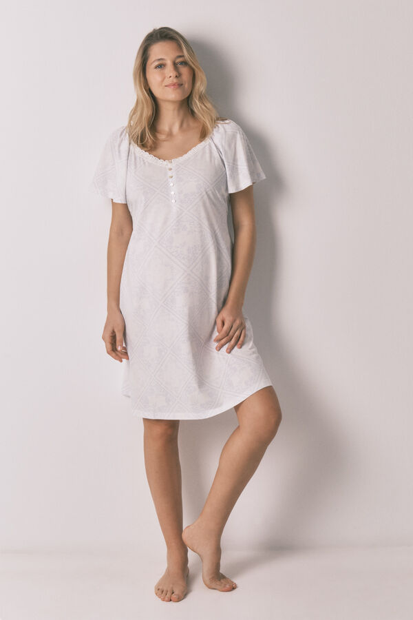 Women'secret Blue cotton ruffle nightgown MATERNITY blue