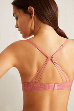 Womensecret GORGEOUS Pink lace strappy back push-up bra pink