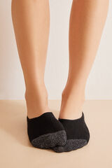 Womensecret Lot 3 chaussettes invisibles coton lurex noir noir