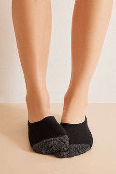 Womensecret 3-pack black cotton lurex no-show socks Crna