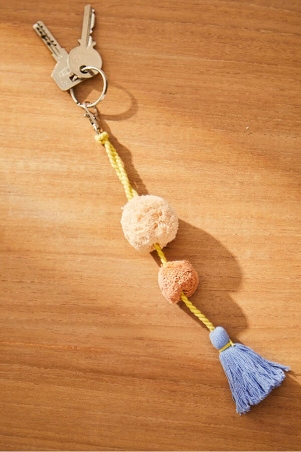 Calma House Blauer Pompon Schl&uuml;sselanh&auml;nger Blau