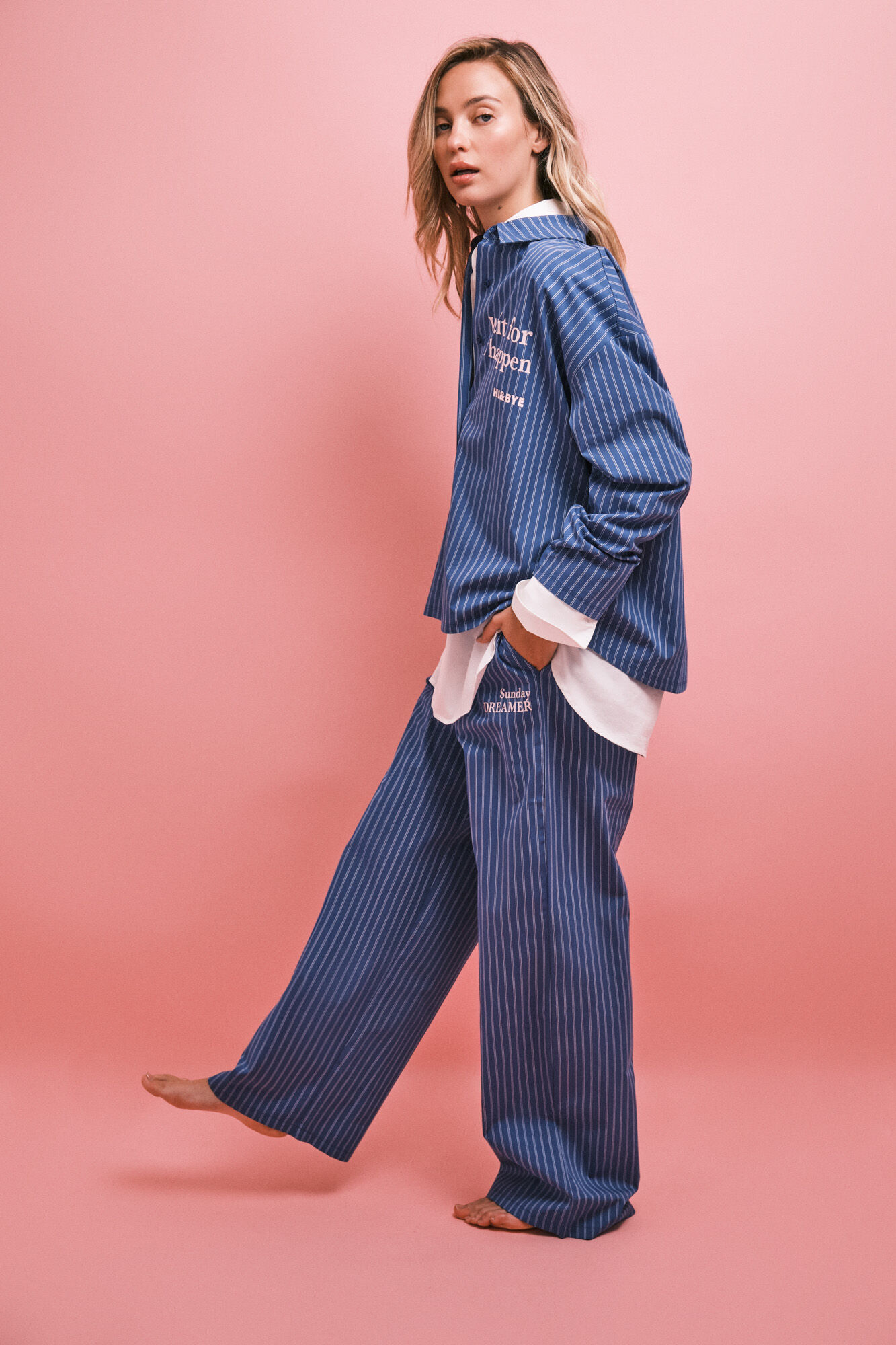 HI&BYE Blue striped classic pyjamas