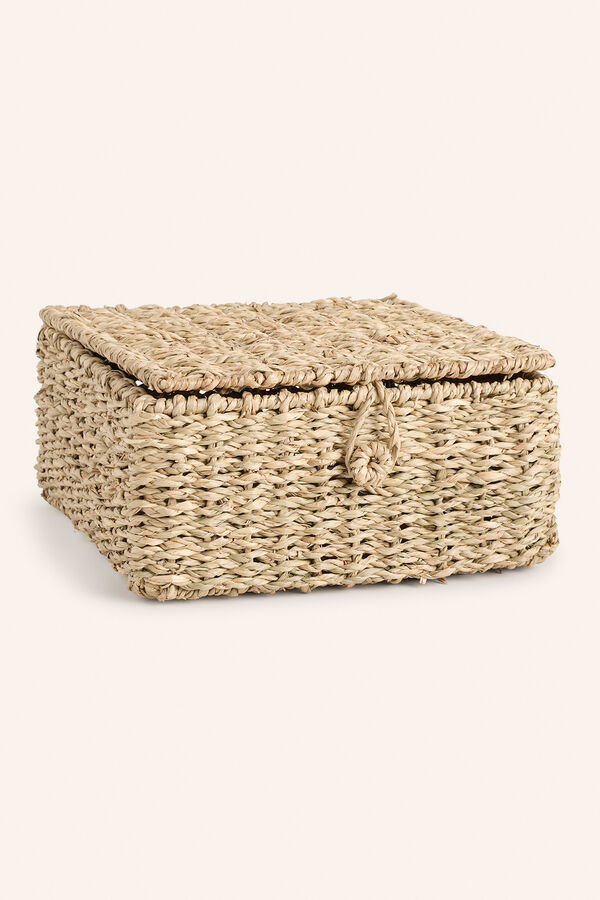 Calma House Handgefertigte Seegrasbox mit Catola- Verschluss Nude