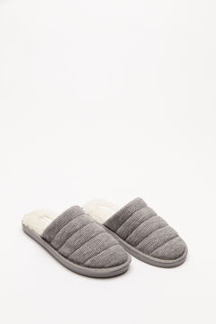 Womensecret Grey ribbed slippers grey
