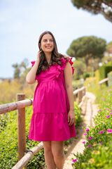 Womensecret Nursing dress with ruffle sleeves pink