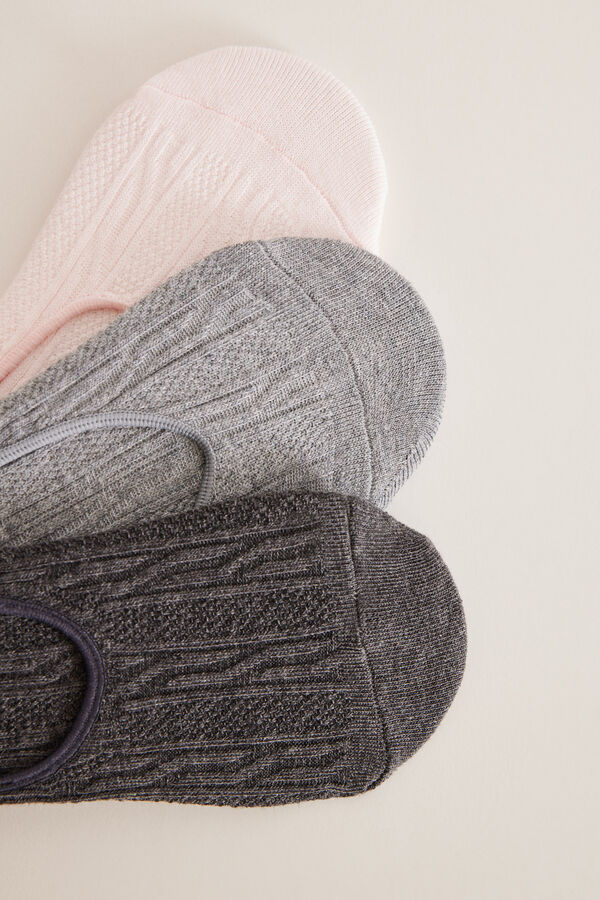 Womensecret Lot 3 paires de chaussettes invisibles coton texturé imprimé