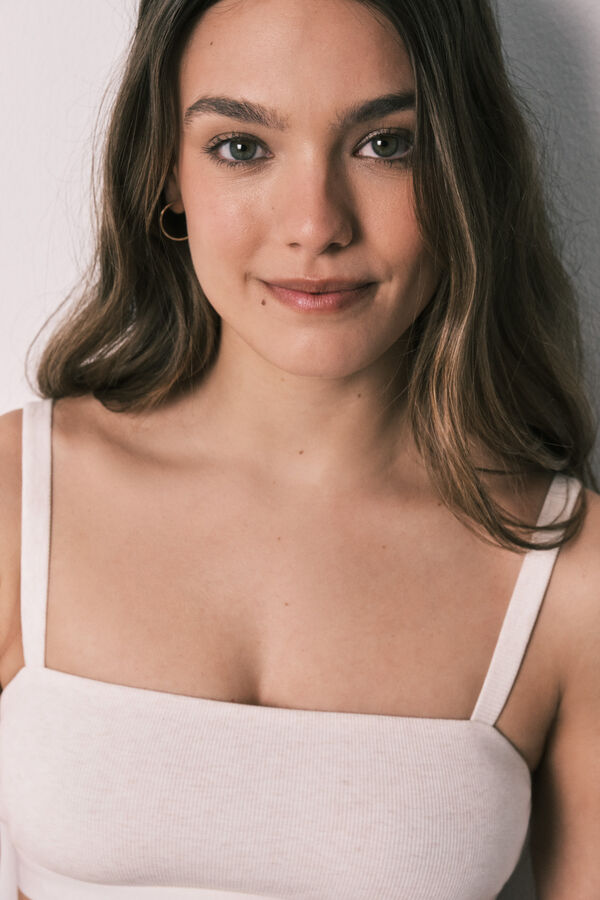 Women'secret Beige cotton ribbed bra top nude