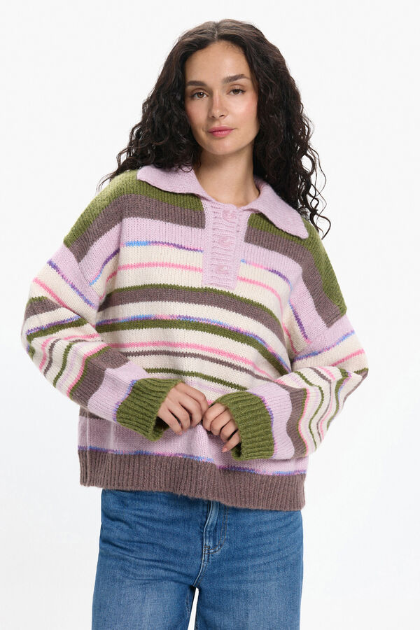 Pieces Contrast Polo shirt Neck Jumper multicolour