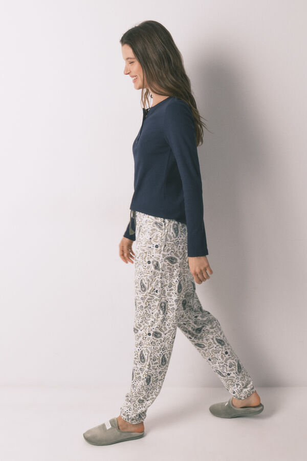 Women'secret Paisley print cotton long trousers green