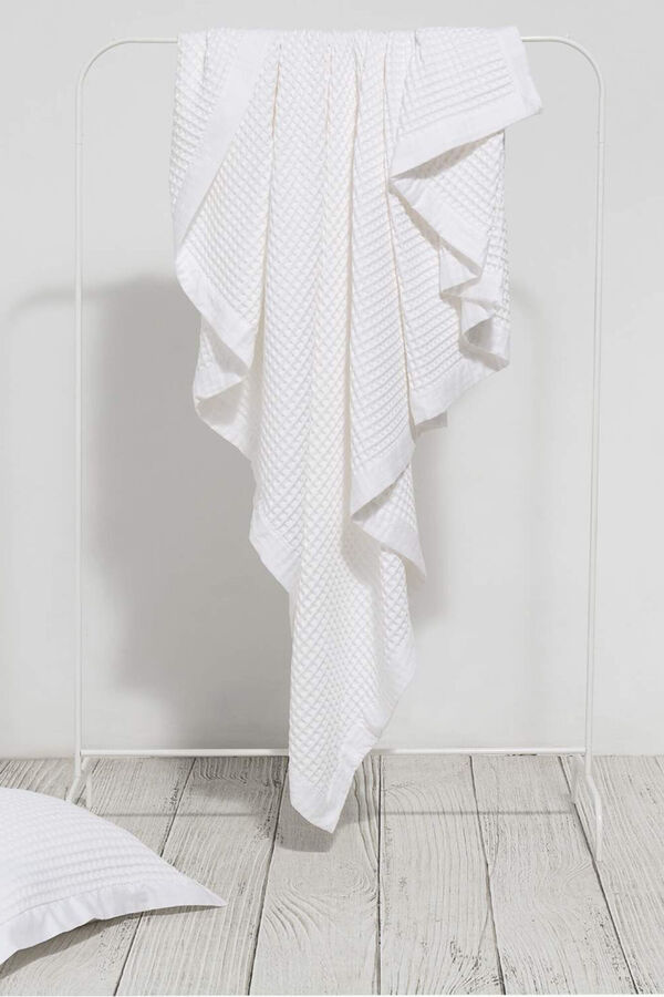 Womensecret Tagesdecke 100 % Baumwolle Wabenmuster. Bett 180-200 cm. Weiß
