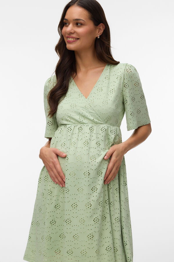 Mamalicious Maternity and breastfeeding short dress green