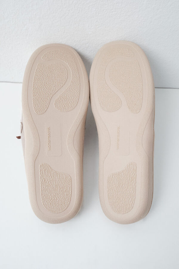 Women'secret Beige faux fur loafer slippers nude