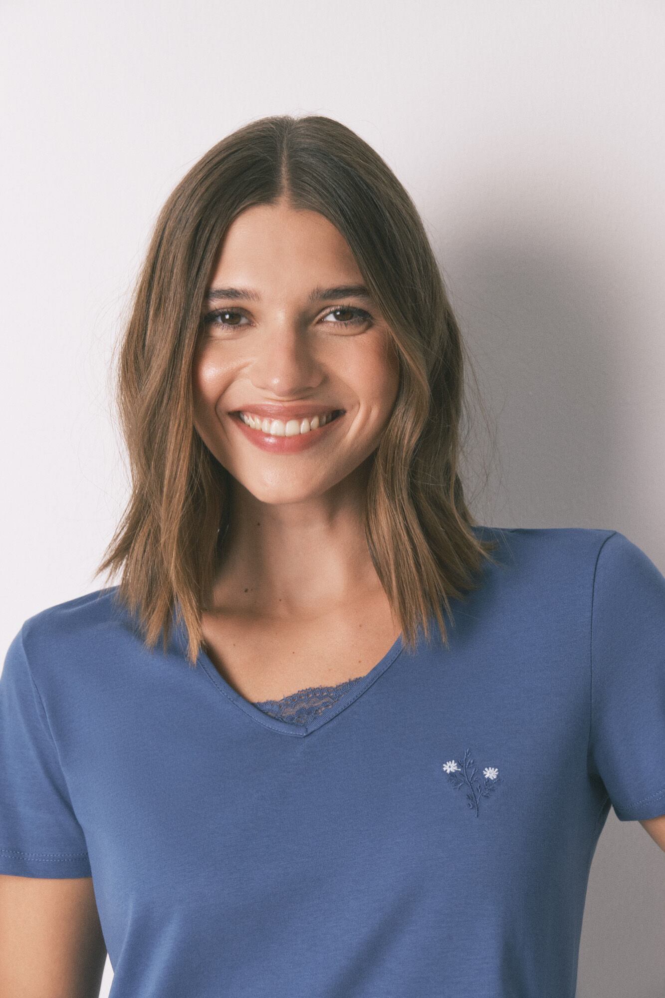 Women'secret 100% cotton blue floral print pyjamas