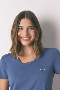 Women'secret Pyjama 100% coton &agrave; imprim&eacute; floral bleu