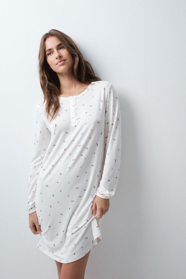 Women'secret Nuisette courte imprim&eacute; fleurs blanc