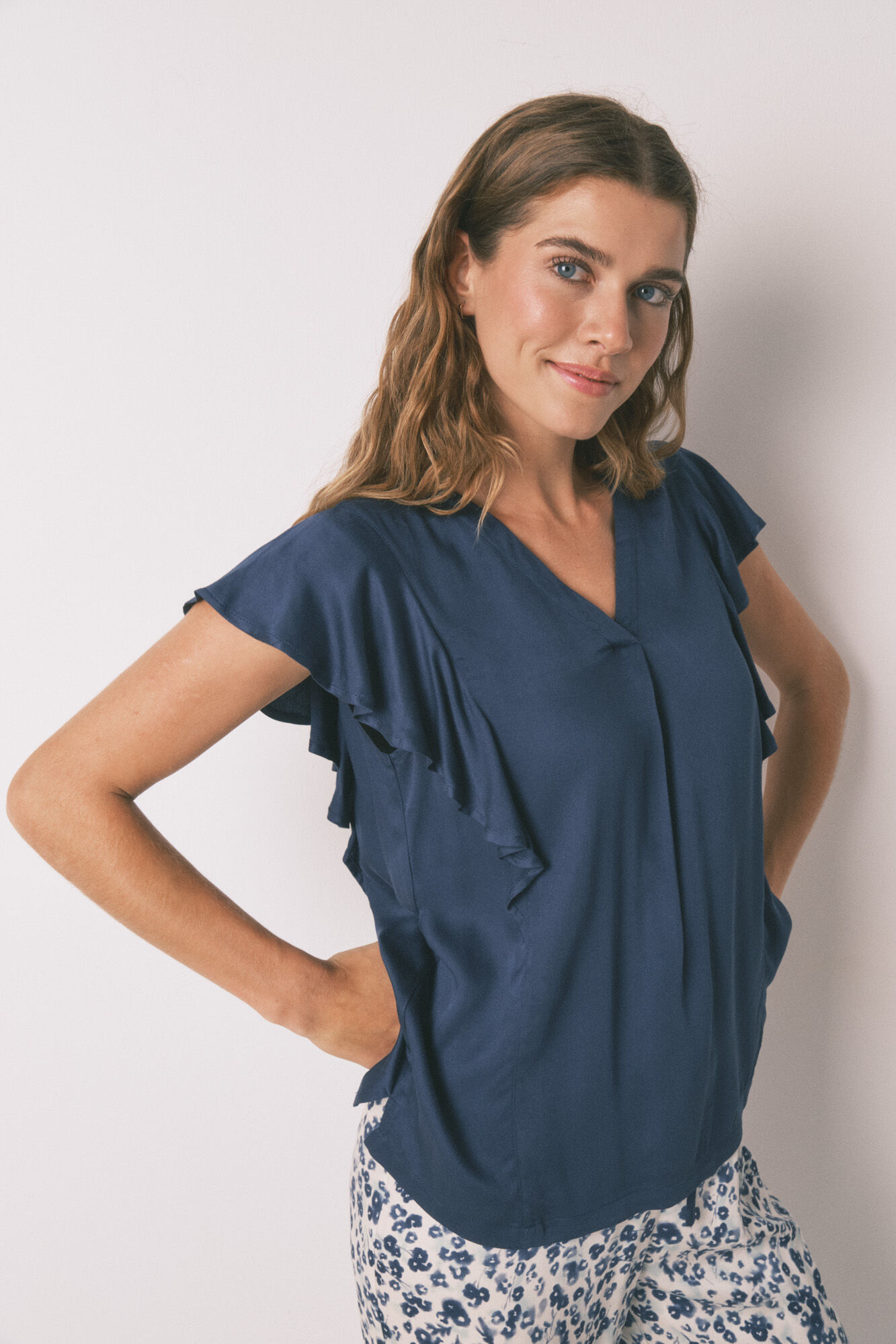 Women'secret Blue floral viscose Capri pyjamas 