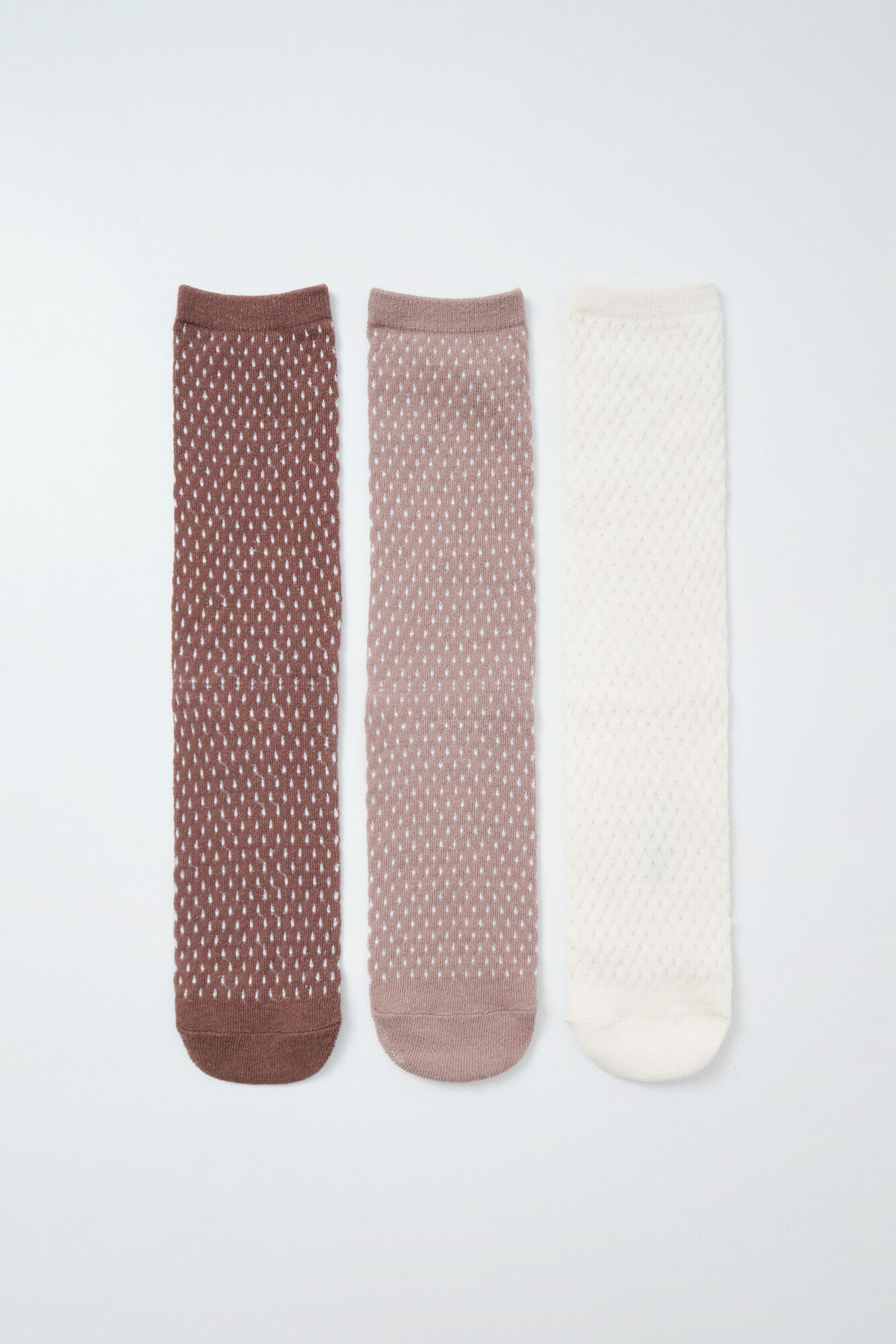 Women'secret Brown diamond texture 3-pack long socks