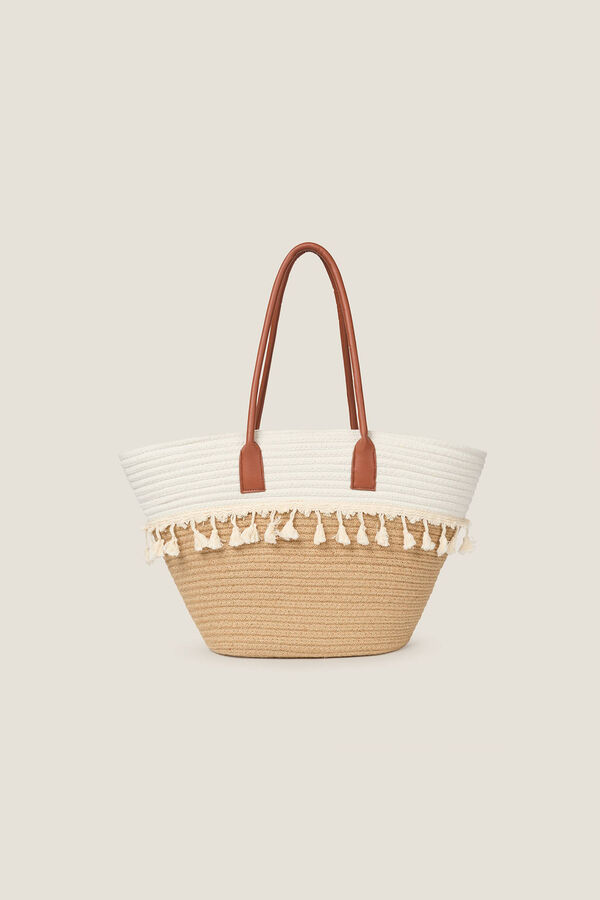 Womensecret Cotton rope basket bag Bež