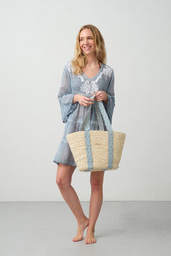 Womensecret Basket beach bag in natural wicker bleu
