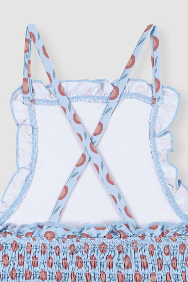 Womensecret Printed coral elasticated bikini bottoms blue