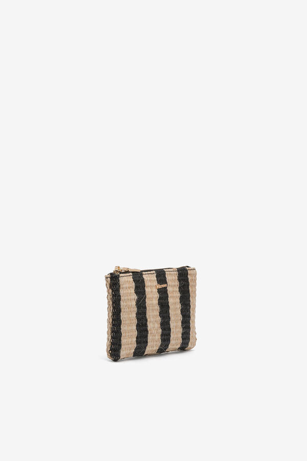 Womensecret Striped straw-look bag gris