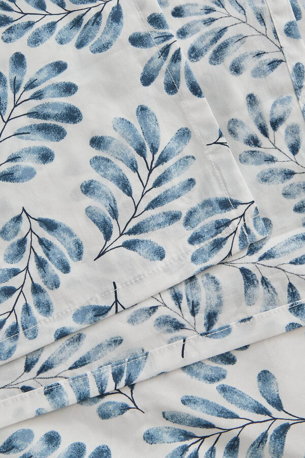 Textura Bettbezug Baumwolle Bl&auml;tter Blau