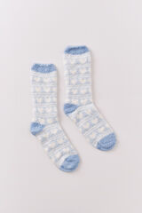Women'secret Long hair socks with blue heart print blue