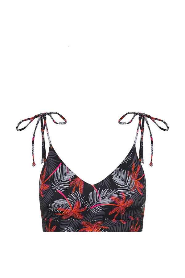 Womensecret Jungle Palm Black teen bikini top Print