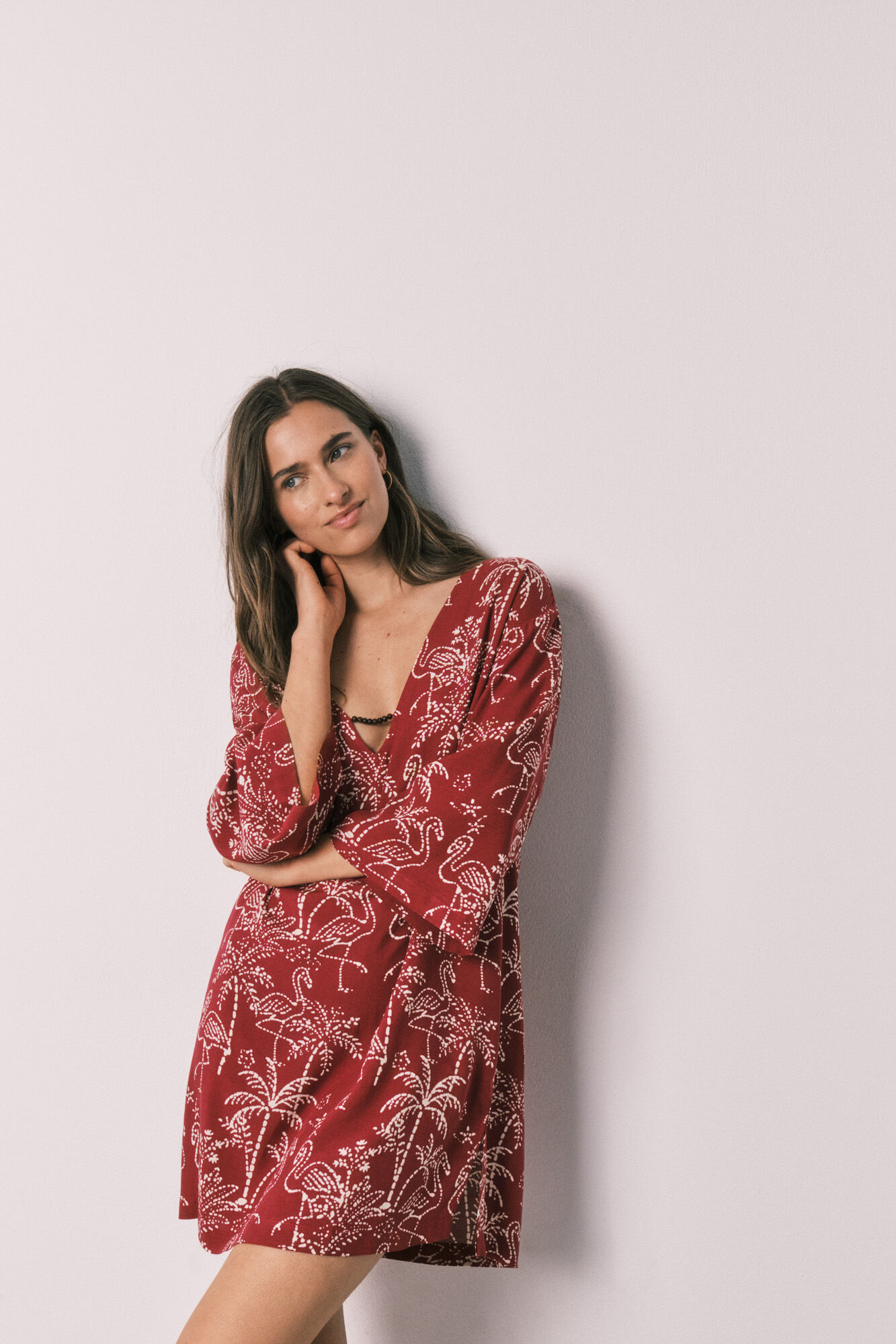 Women'secret Kurzes Damenunterhemd mit Palmen-Print