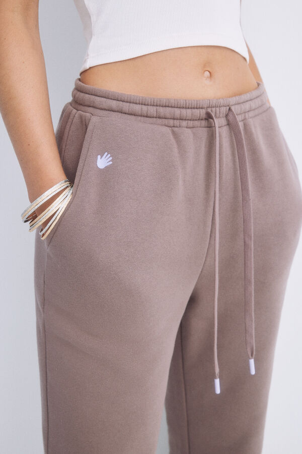 Womensecret Pantalón jogger felpa marrón claro marrón