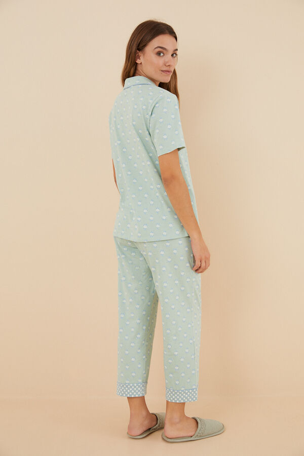 Classic Polka Dot Pocket Tee Capri Pajamas - Mint in Women's Cotton Pajamas, Pajamas for Women