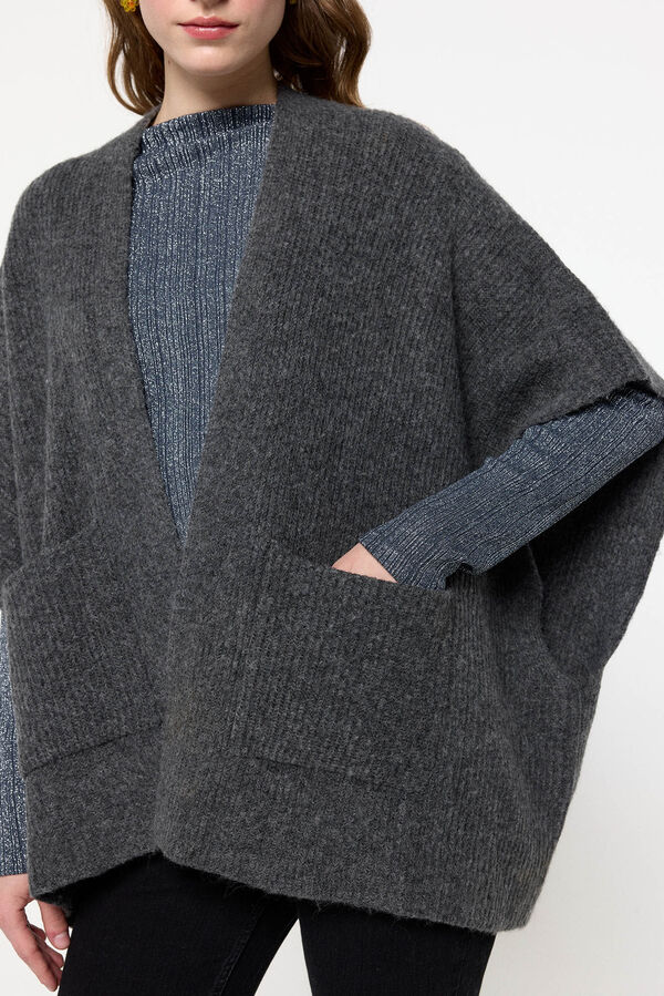 Pieces Poncho de malha cinzento