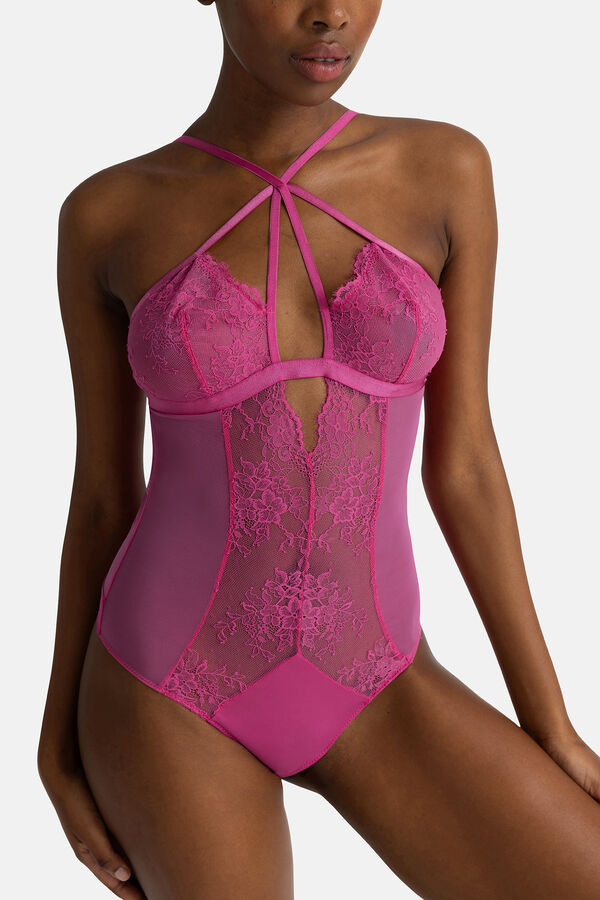 Womensecret Tessa lace bodysuit rózsaszín